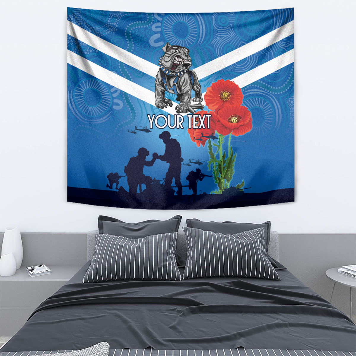 Custom Bulldogs Rugby ANZAC Tapestry The Military Soldiers with Aboriginal Style - Vibe Hoodie Shop