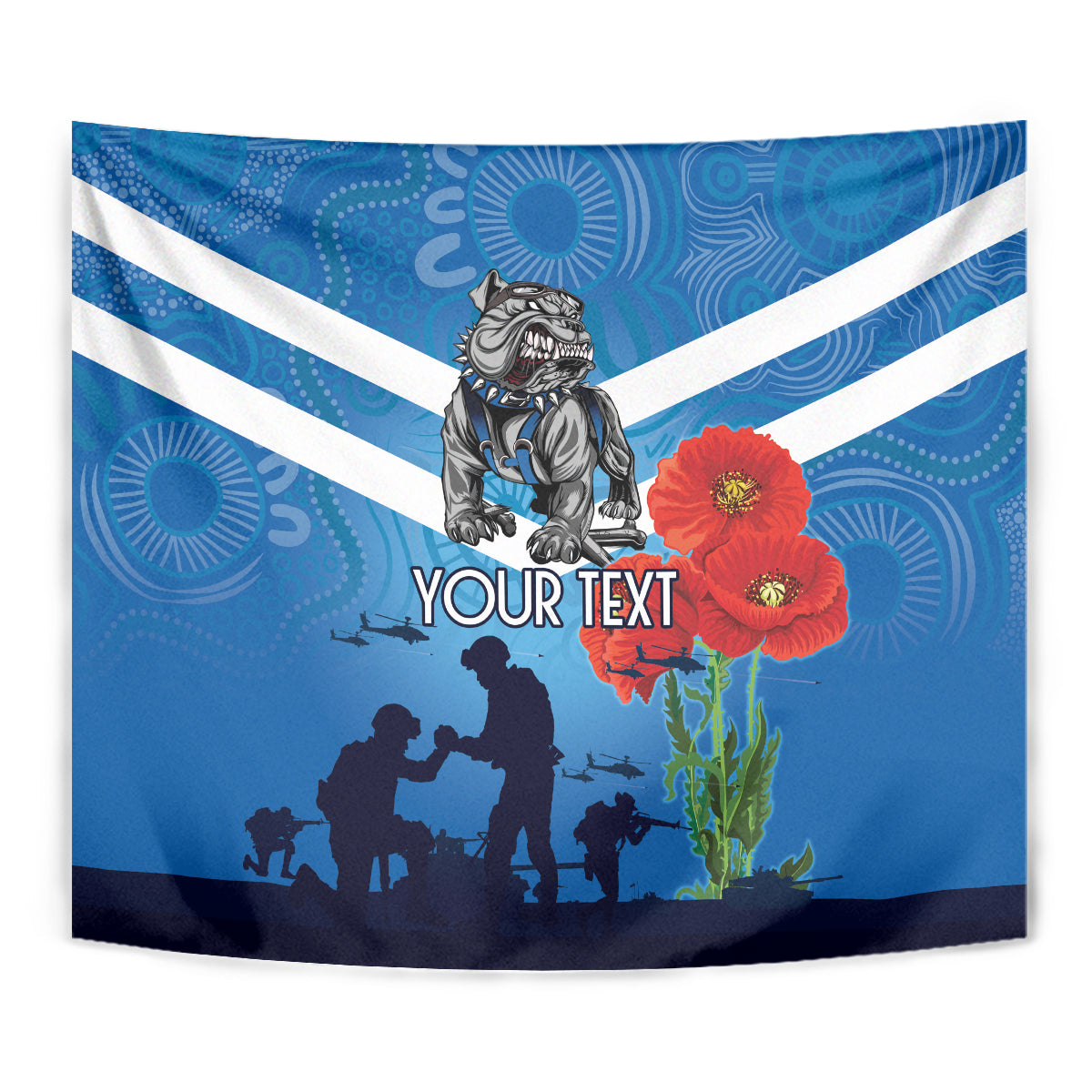 Custom Bulldogs Rugby ANZAC Tapestry The Military Soldiers with Aboriginal Style - Vibe Hoodie Shop