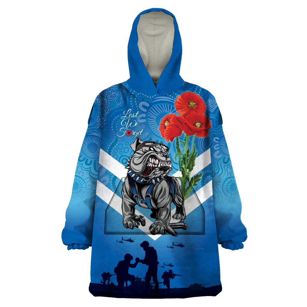 Custom Bulldogs Rugby ANZAC Wearable Blanket Hoodie The Military Soldiers with Aboriginal Style - Vibe Hoodie Shop