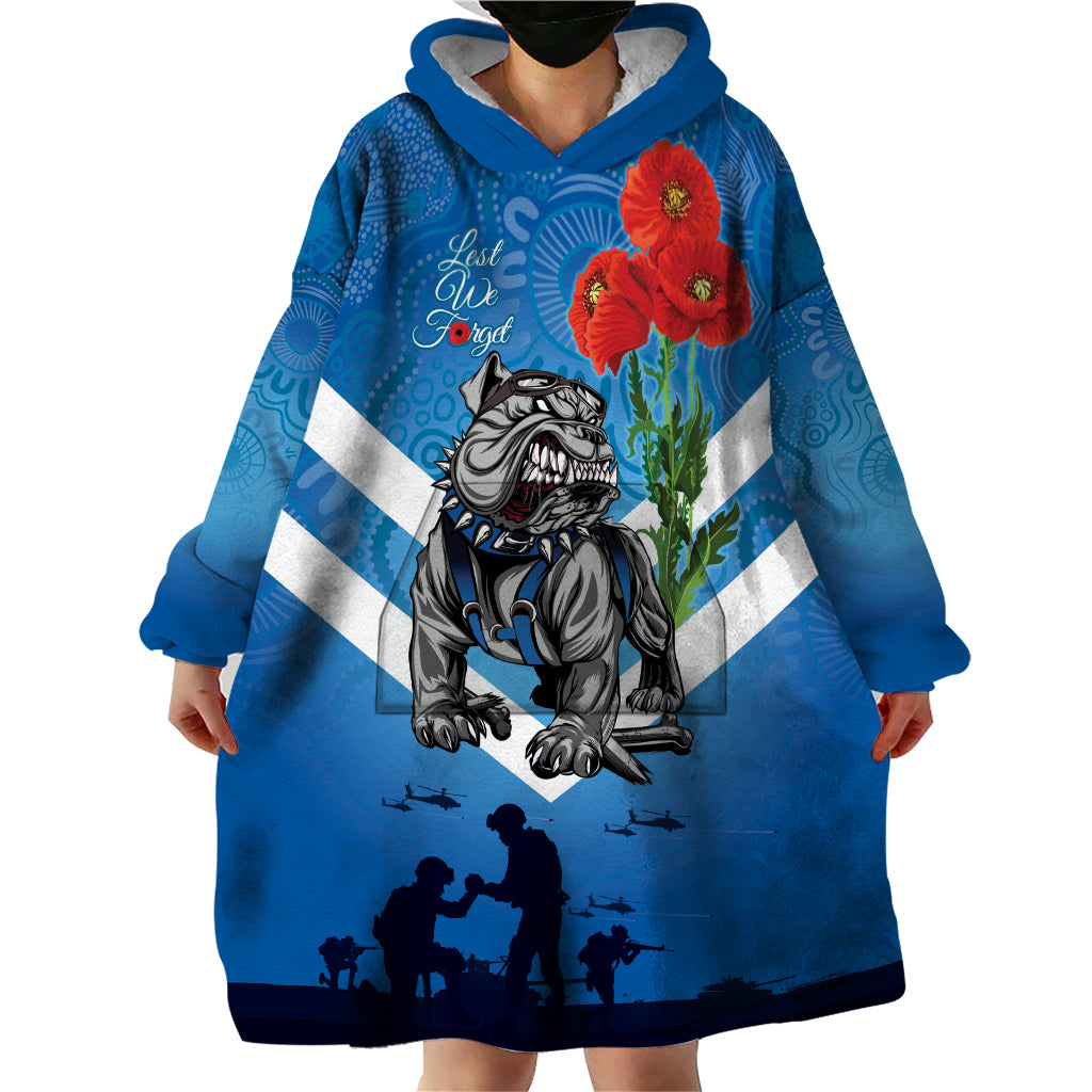 Custom Bulldogs Rugby ANZAC Wearable Blanket Hoodie The Military Soldiers with Aboriginal Style - Vibe Hoodie Shop