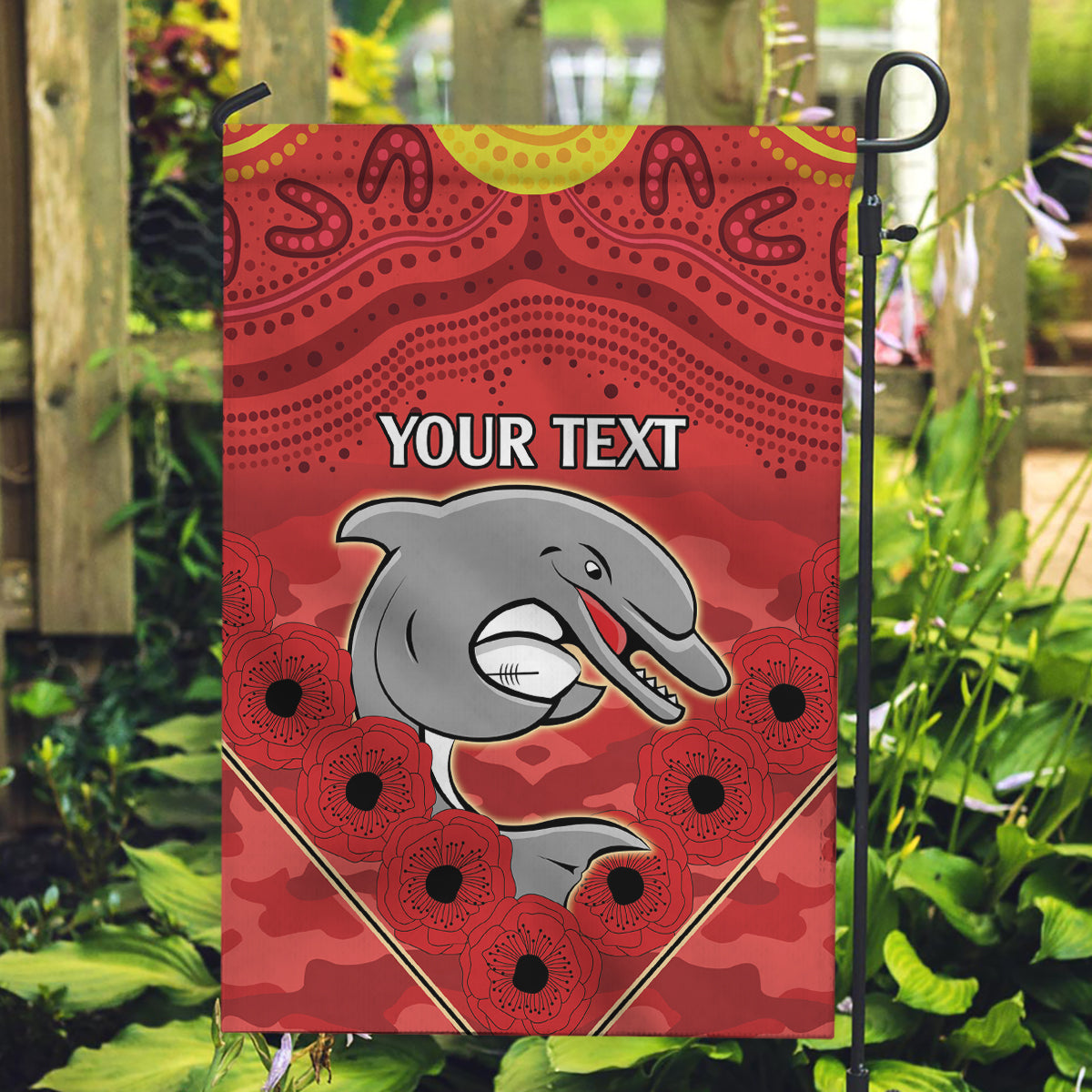 Custom Dolphins Rugby ANZAC Garden Flag Aboriginal and Army Patterns - Vibe Hoodie Shop