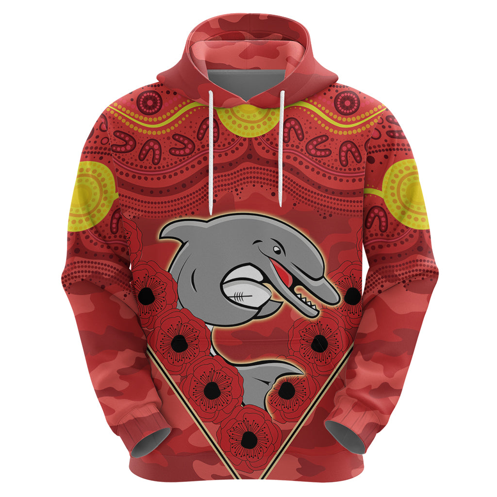 Custom Dolphins Rugby ANZAC Hoodie Aboriginal and Army Patterns LT9 - Vibe Hoodie Shop