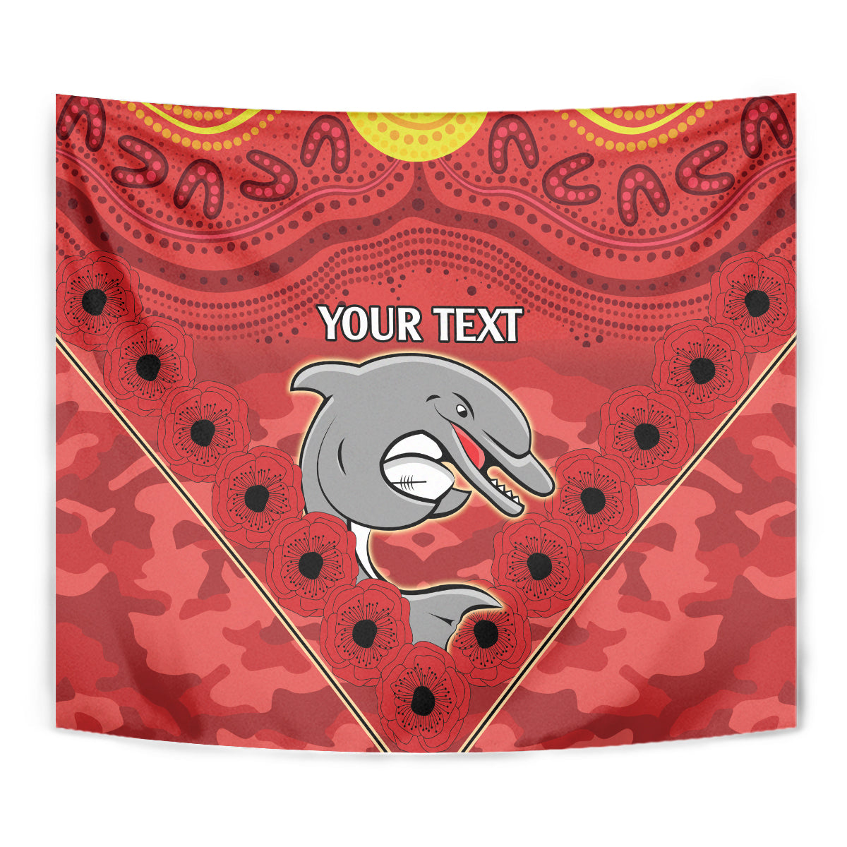 Custom Dolphins Rugby ANZAC Tapestry Aboriginal and Army Patterns - Vibe Hoodie Shop