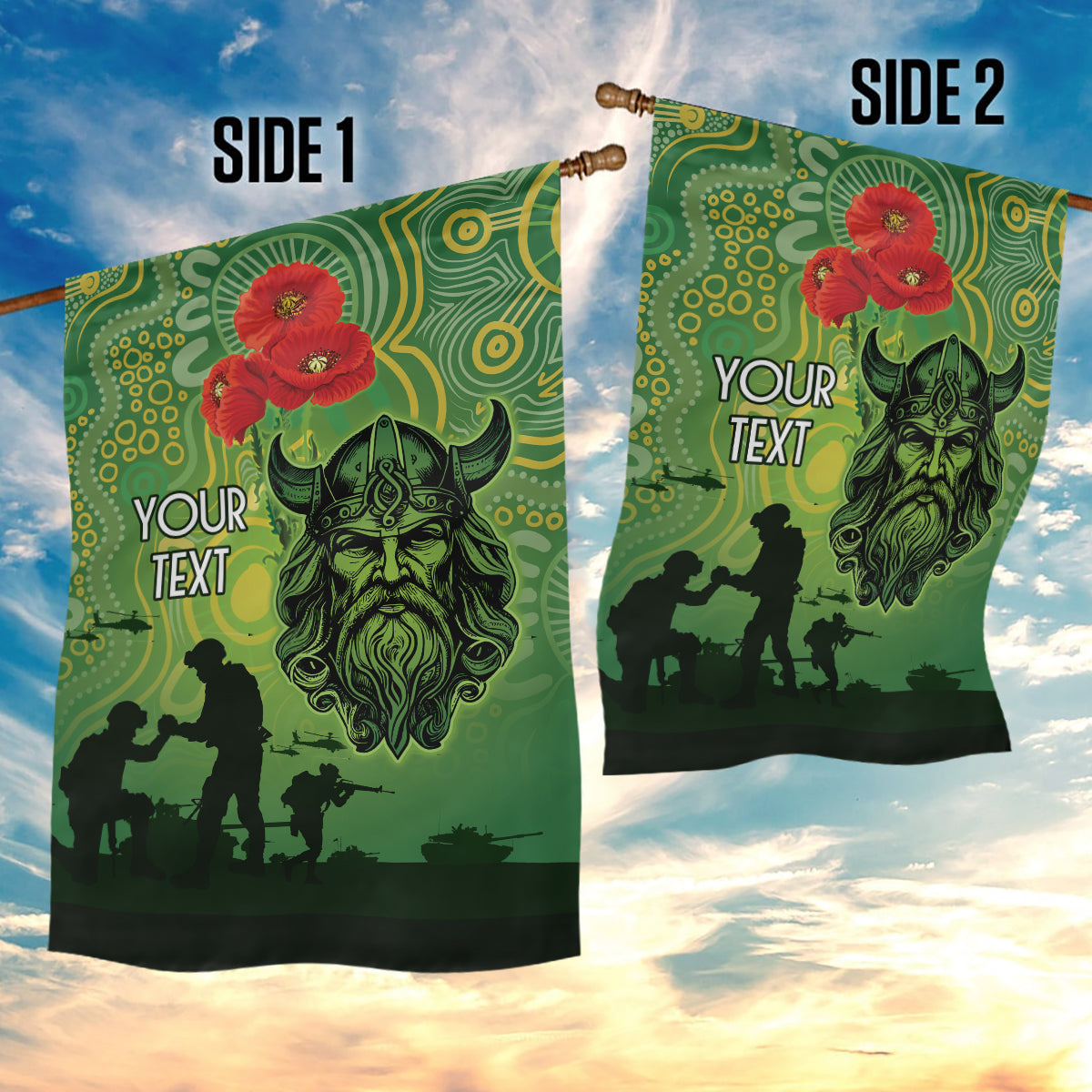 Custom Raiders Rugby ANZAC Garden Flag Canberra The Military Soldiers - Vibe Hoodie Shop