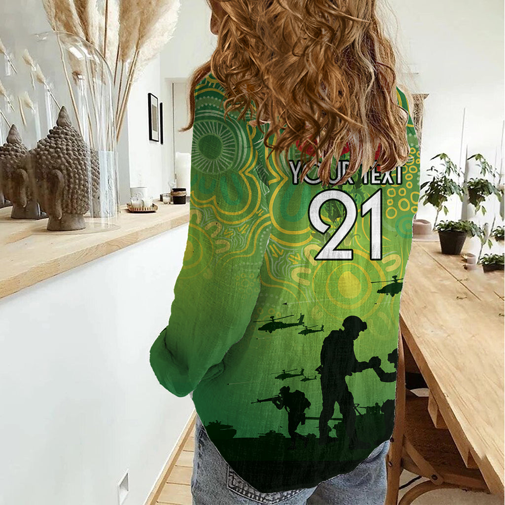 Custom Raiders Rugby ANZAC Women Casual Shirt Canberra The Military Soldiers - Vibe Hoodie Shop