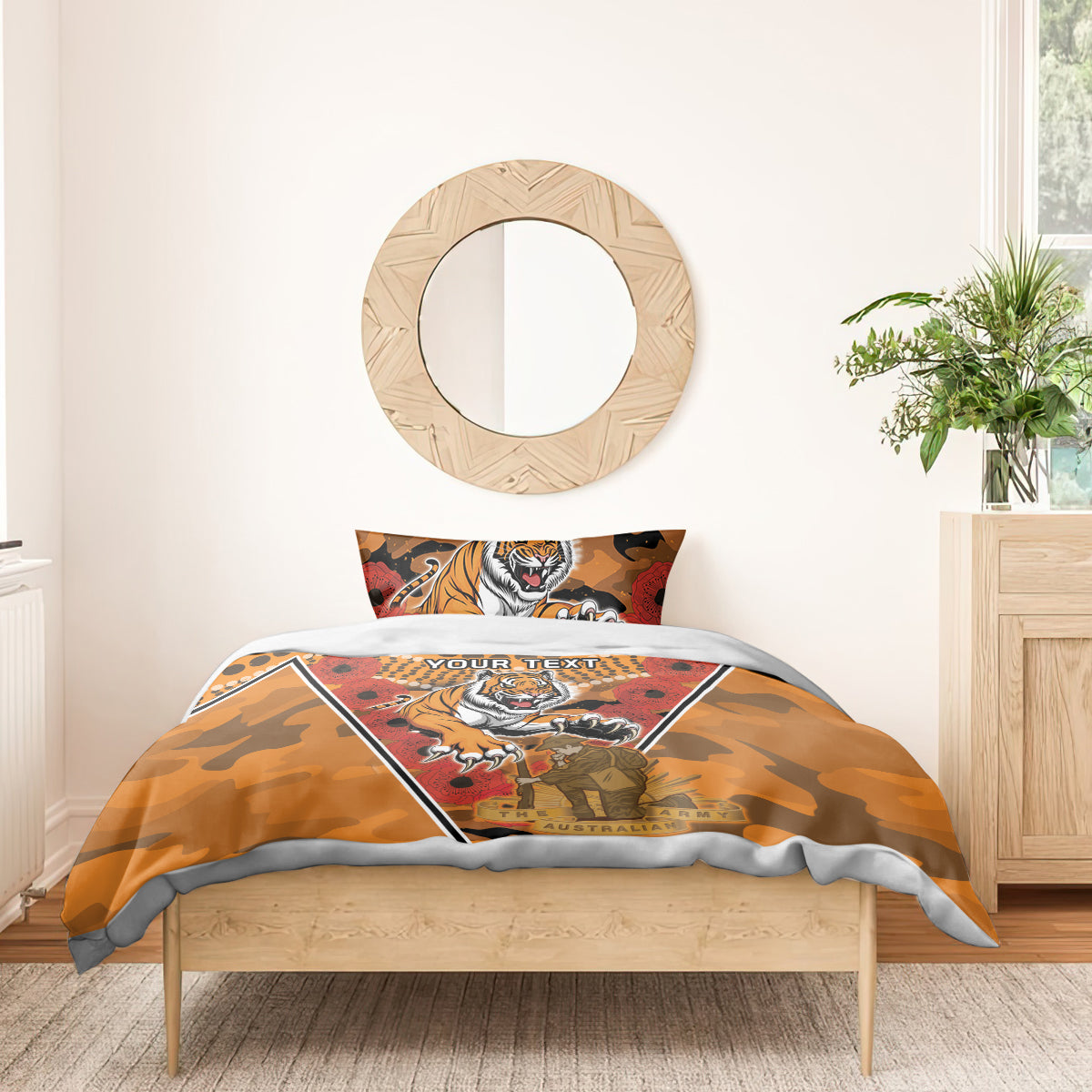 Custom Wests Tigers Rugby ANZAC Bedding Set Aboriginal and Army Patterns - Vibe Hoodie Shop
