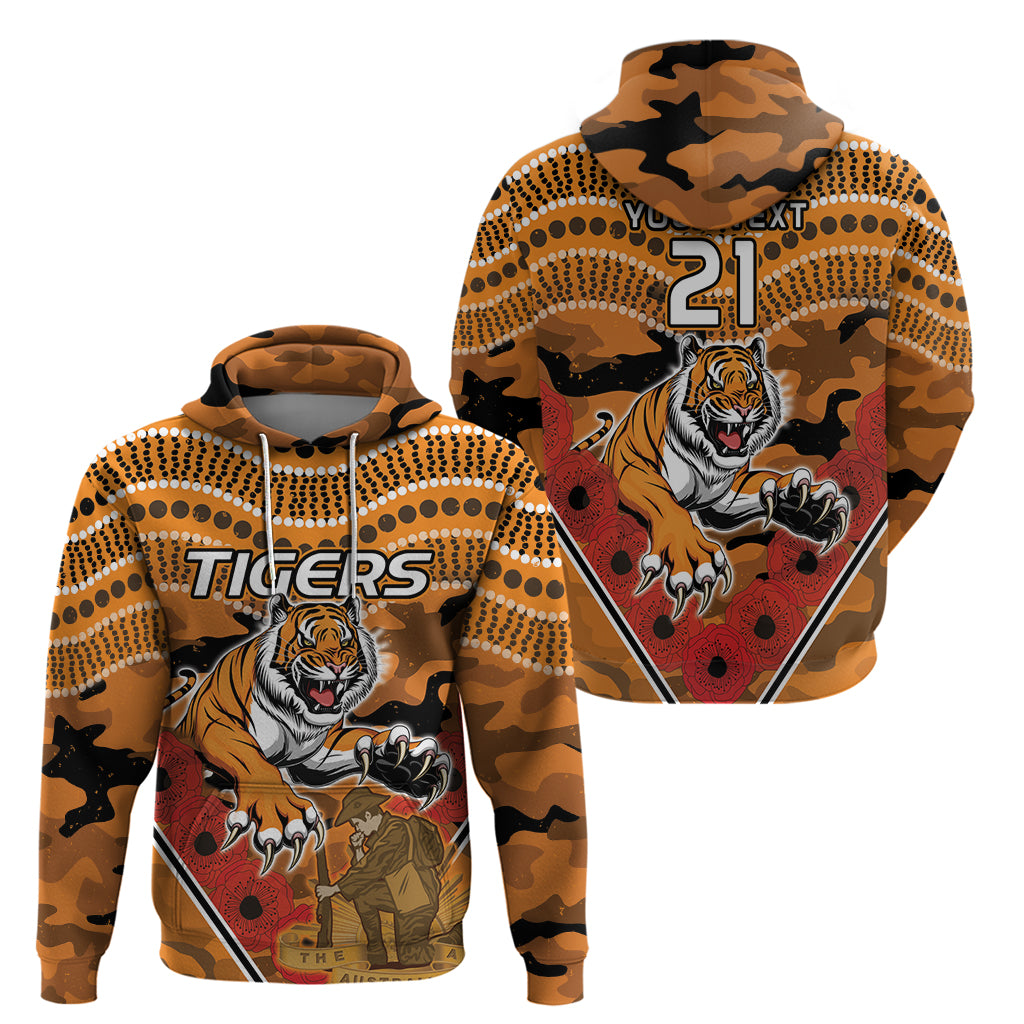 Custom Wests Tigers Rugby ANZAC Hoodie Aboriginal and Army Patterns LT9 - Vibe Hoodie Shop