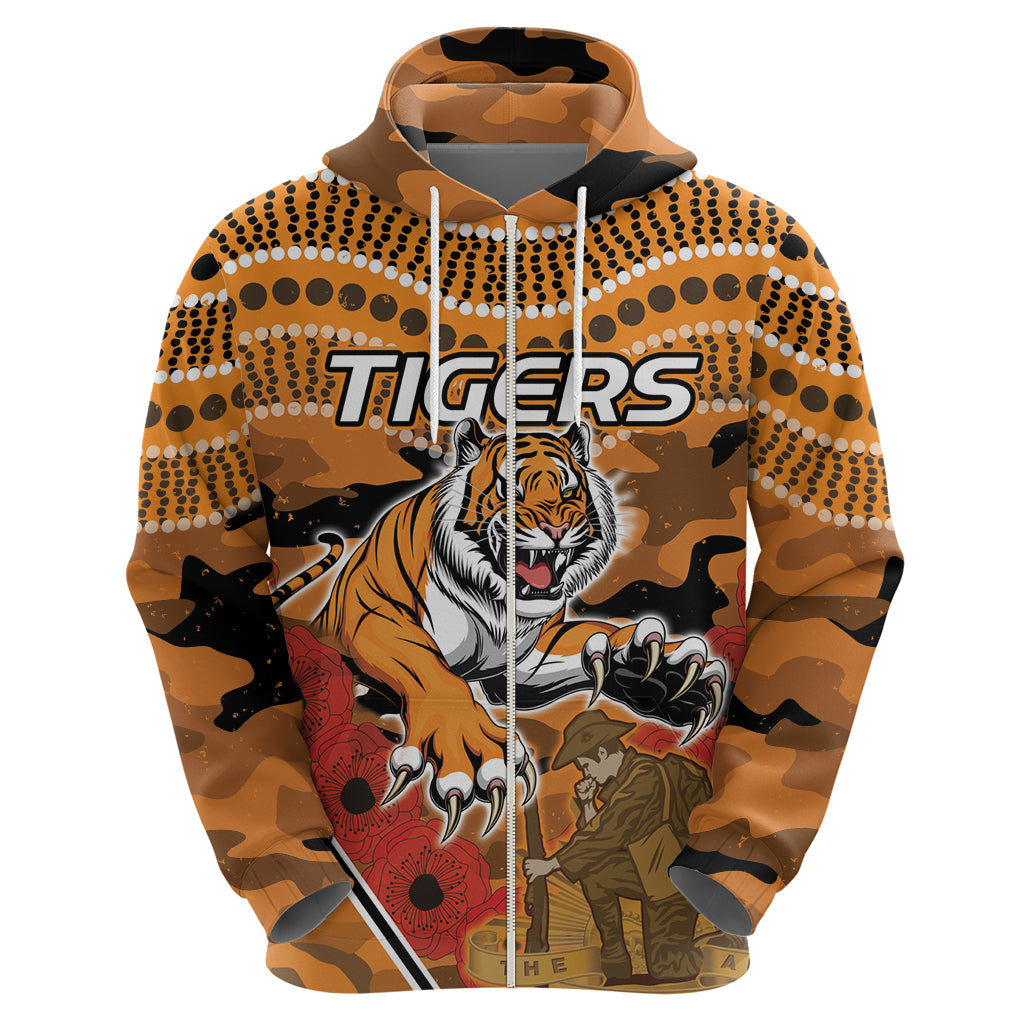 Custom Wests Tigers Rugby ANZAC Hoodie Aboriginal and Army Patterns LT9 - Vibe Hoodie Shop