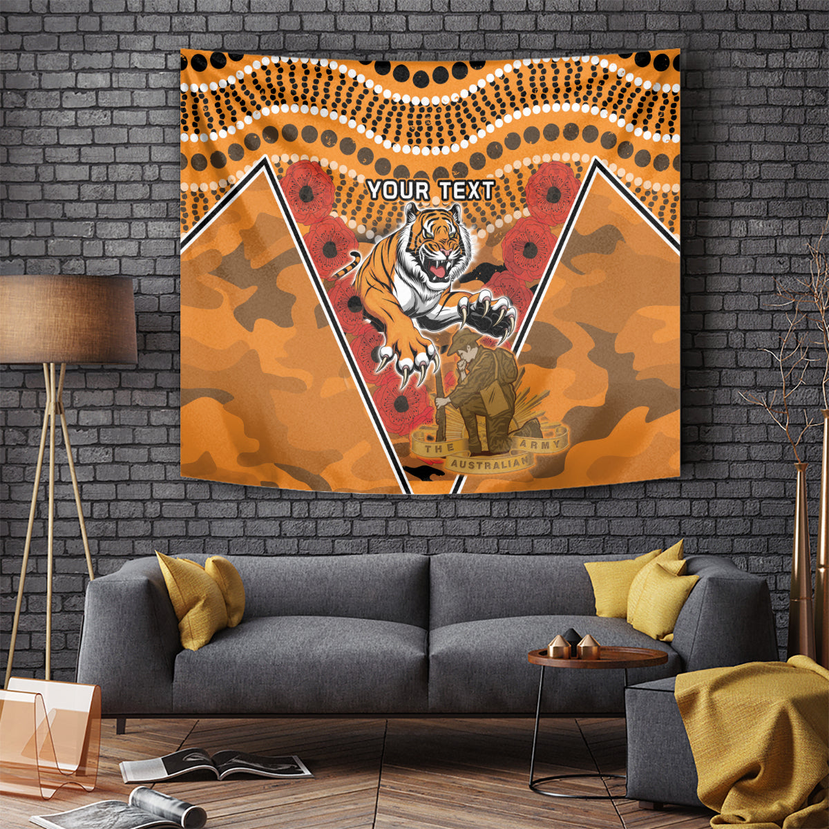 Custom Wests Tigers Rugby ANZAC Tapestry Aboriginal and Army Patterns - Vibe Hoodie Shop