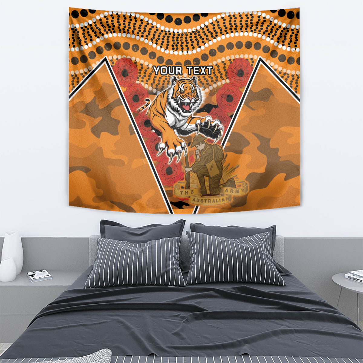 Custom Wests Tigers Rugby ANZAC Tapestry Aboriginal and Army Patterns - Vibe Hoodie Shop