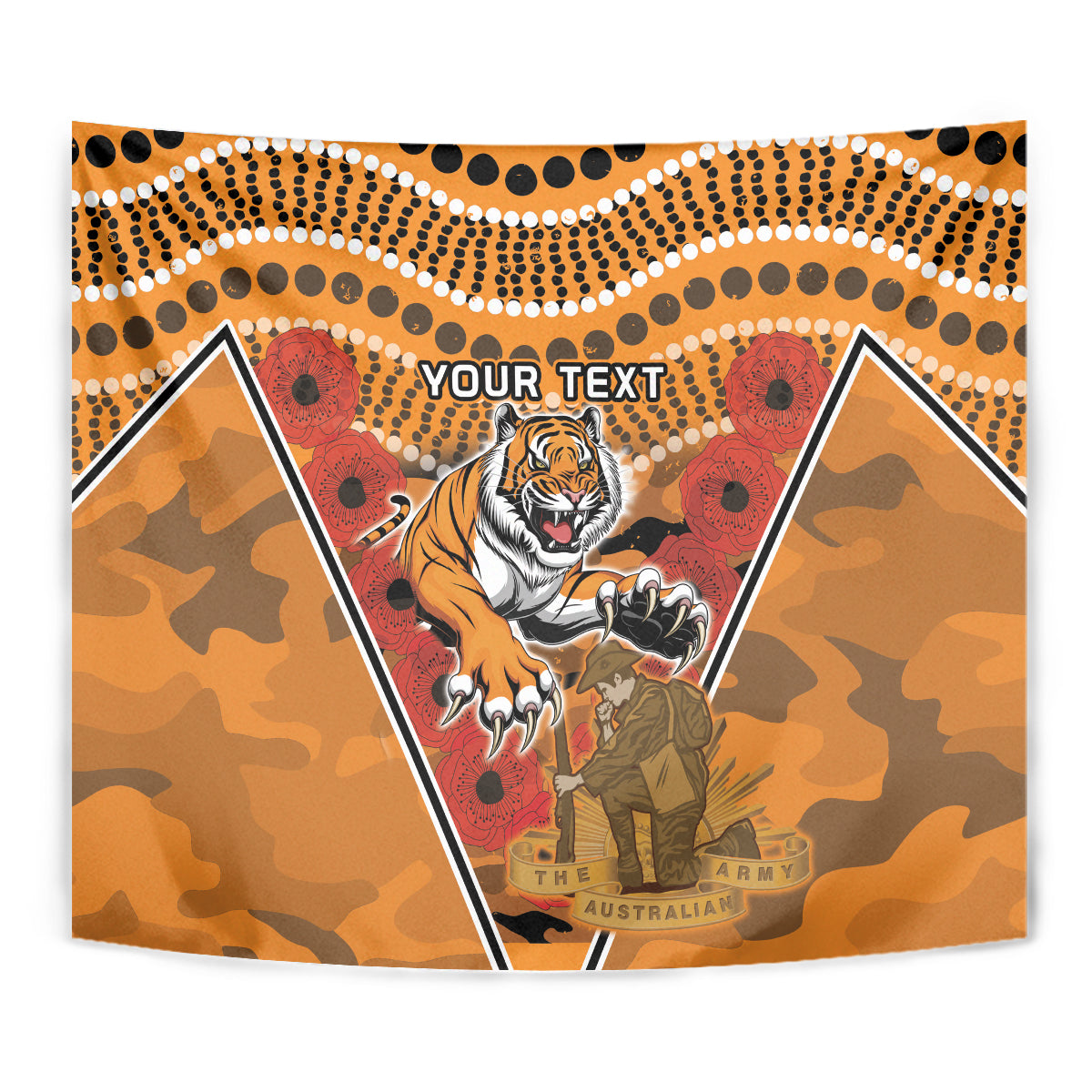 Custom Wests Tigers Rugby ANZAC Tapestry Aboriginal and Army Patterns - Vibe Hoodie Shop