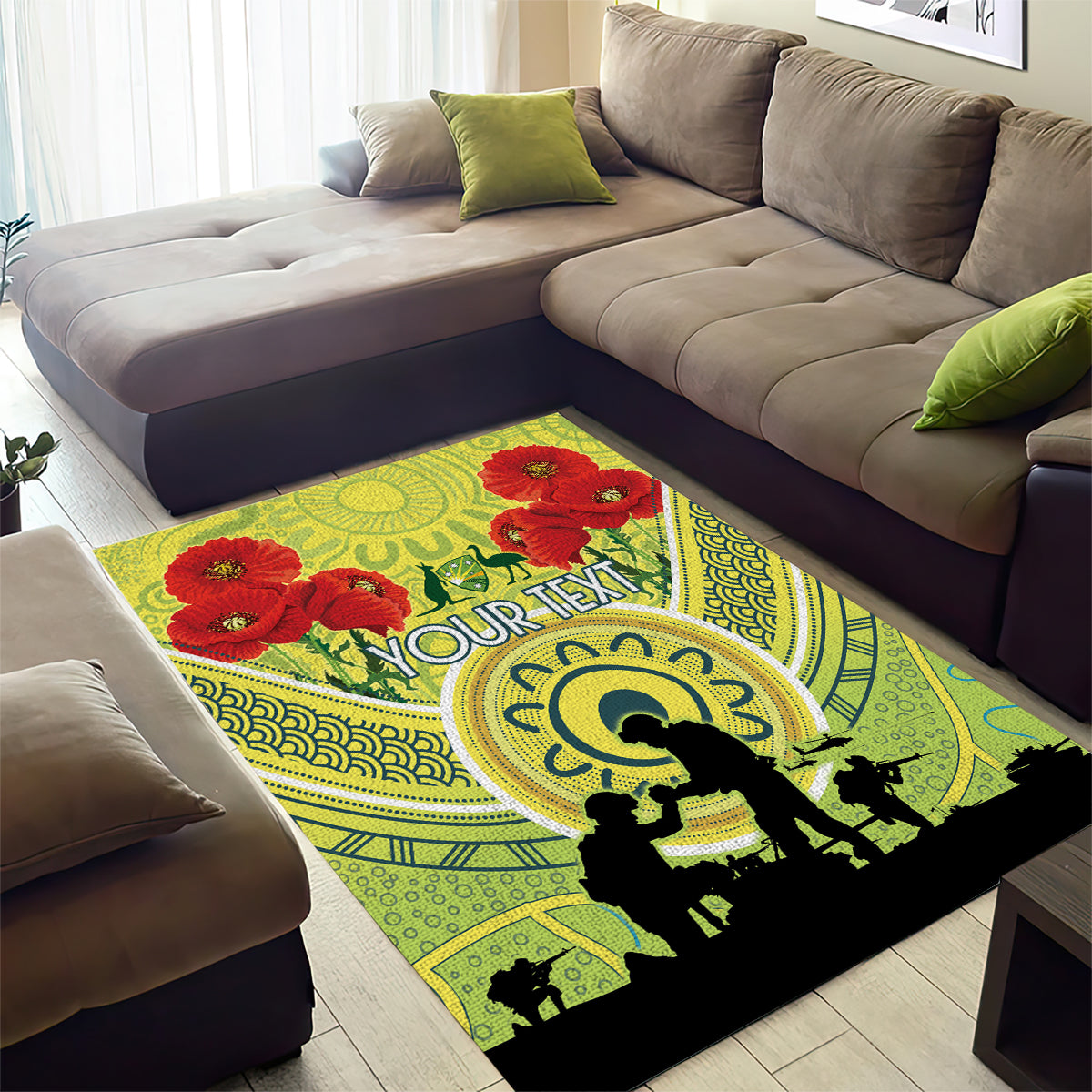 Custom Australia Cricket ANZAC Area Rug The Military Soldiers with Aboriginal Style - Vibe Hoodie Shop