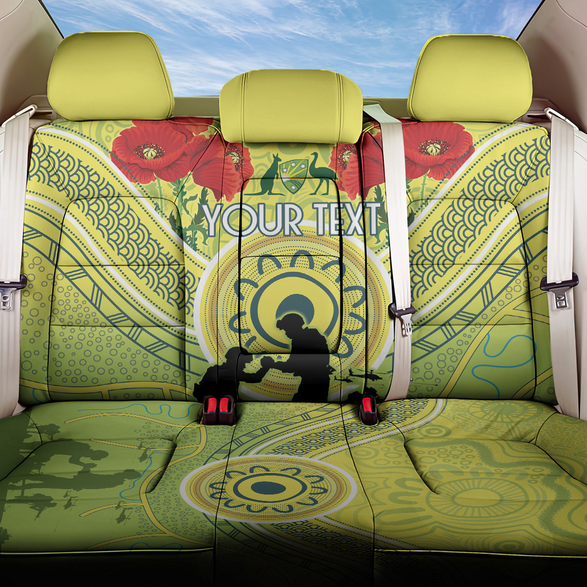 Custom Australia Cricket ANZAC Back Car Seat Cover The Military Soldiers with Aboriginal Style LT9