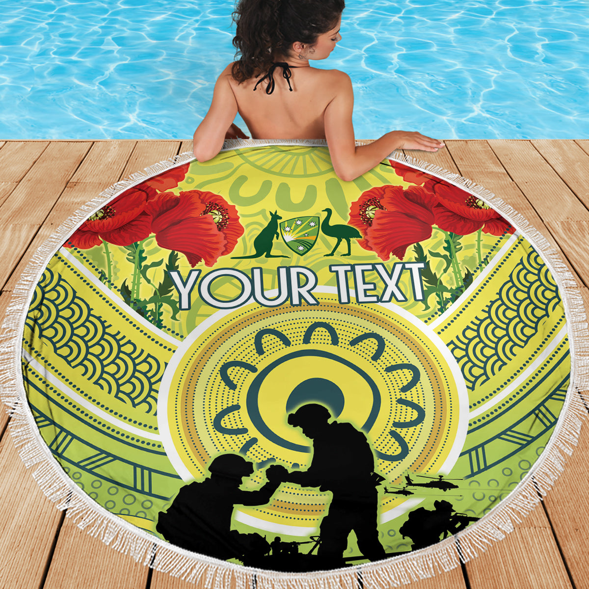 Custom Australia Cricket ANZAC Beach Blanket The Military Soldiers with Aboriginal Style