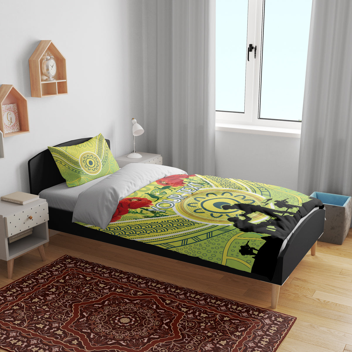 Custom Australia Cricket ANZAC Bedding Set The Military Soldiers with Aboriginal Style - Vibe Hoodie Shop