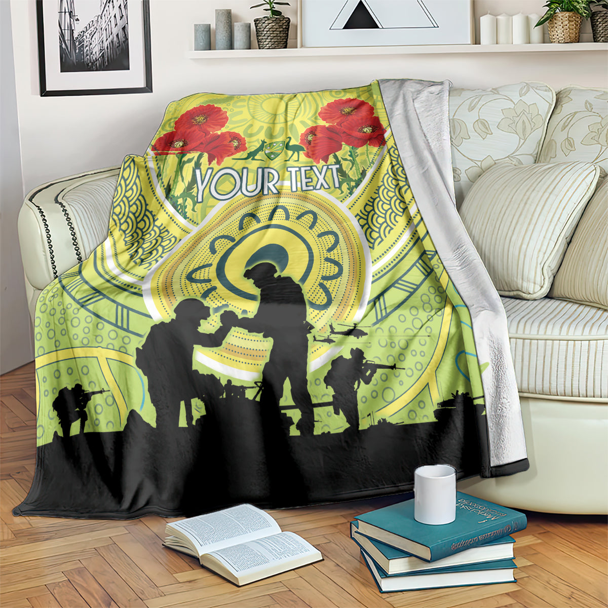 Custom Australia Cricket ANZAC Blanket The Military Soldiers with Aboriginal Style - Vibe Hoodie Shop