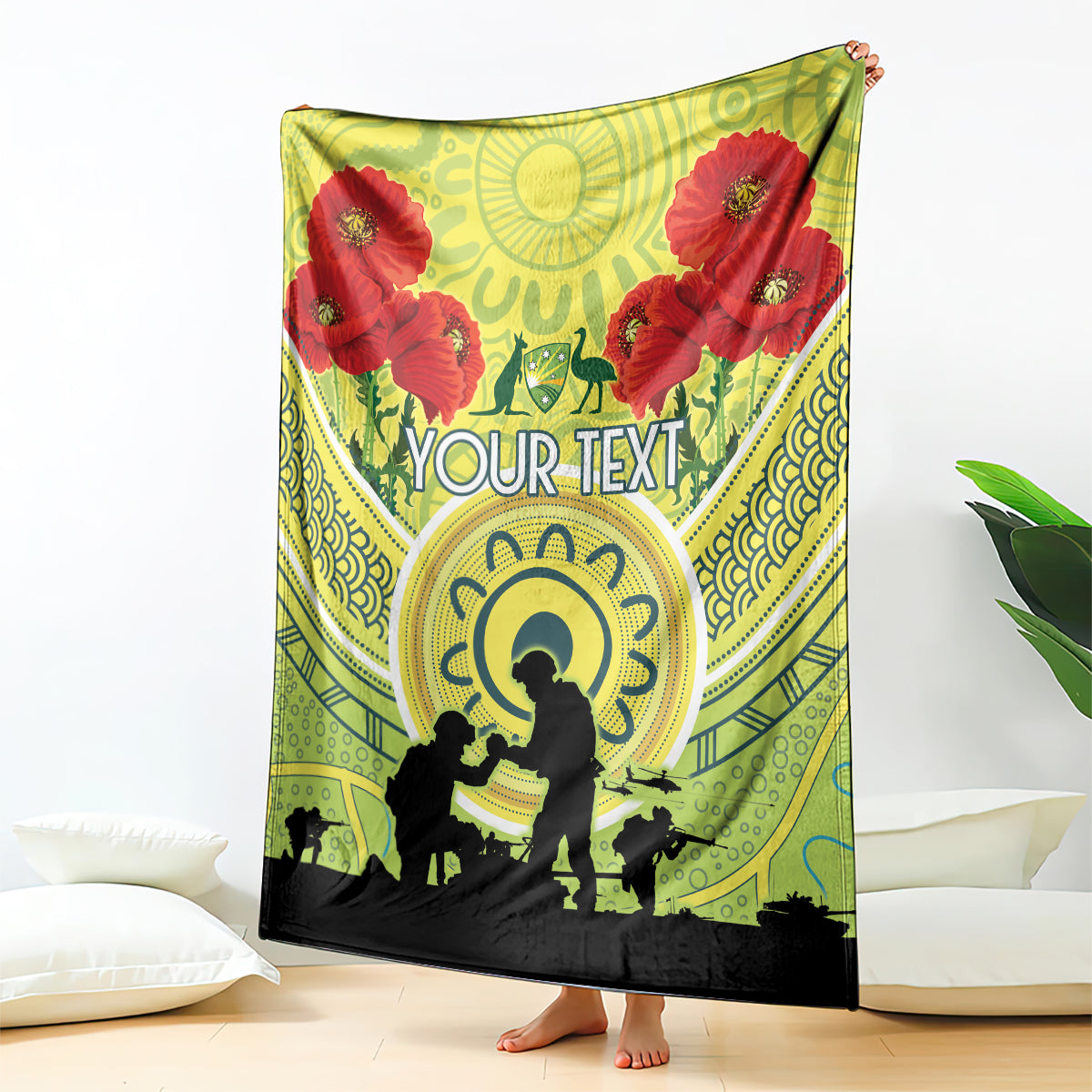 Custom Australia Cricket ANZAC Blanket The Military Soldiers with Aboriginal Style - Vibe Hoodie Shop