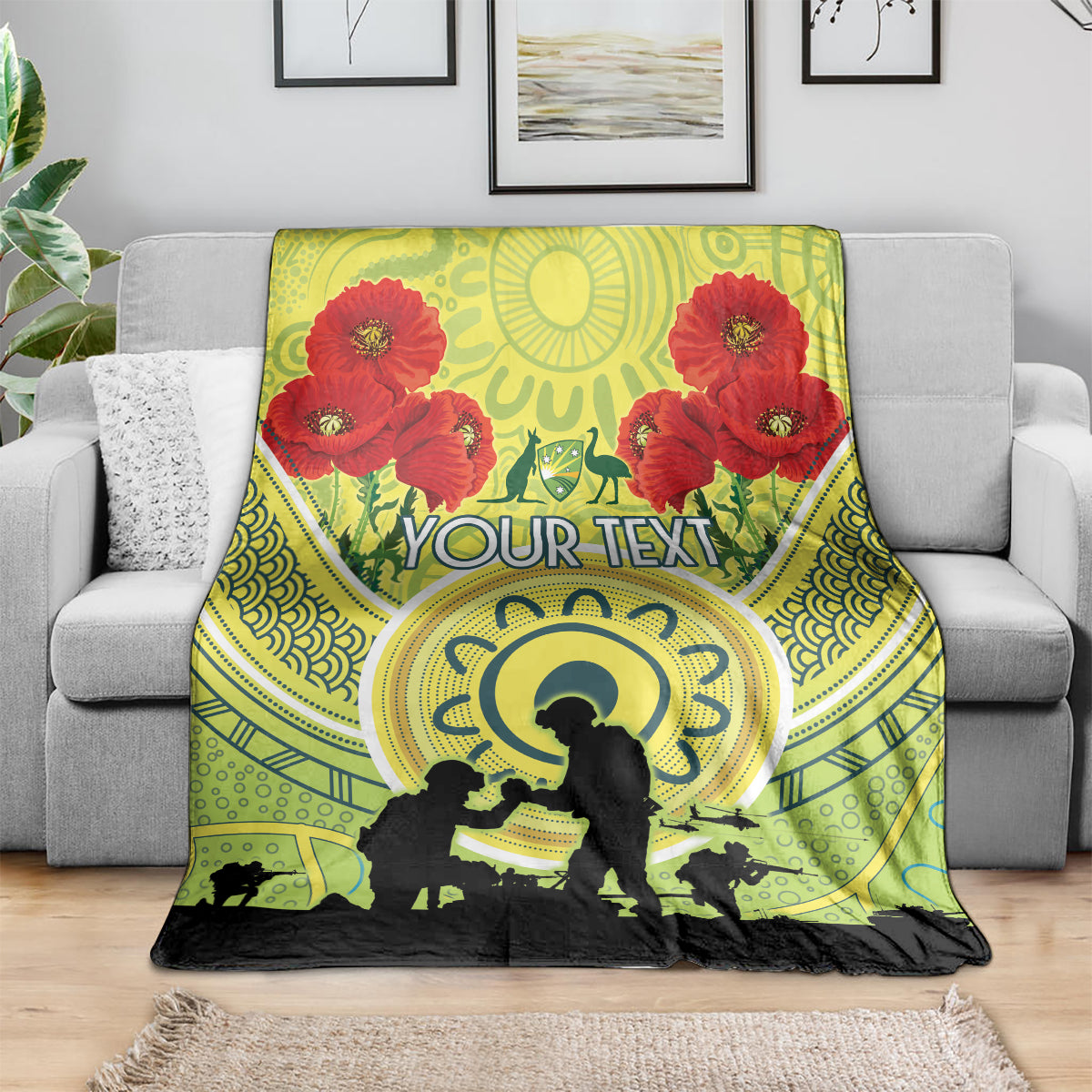 Custom Australia Cricket ANZAC Blanket The Military Soldiers with Aboriginal Style - Vibe Hoodie Shop