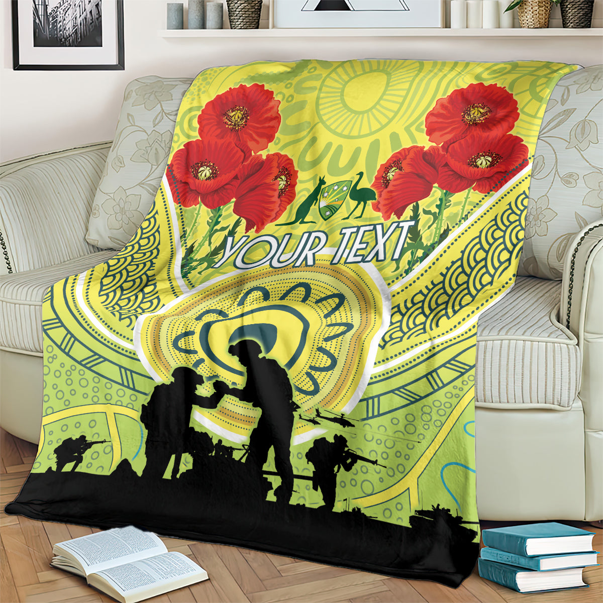 Custom Australia Cricket ANZAC Blanket The Military Soldiers with Aboriginal Style - Vibe Hoodie Shop