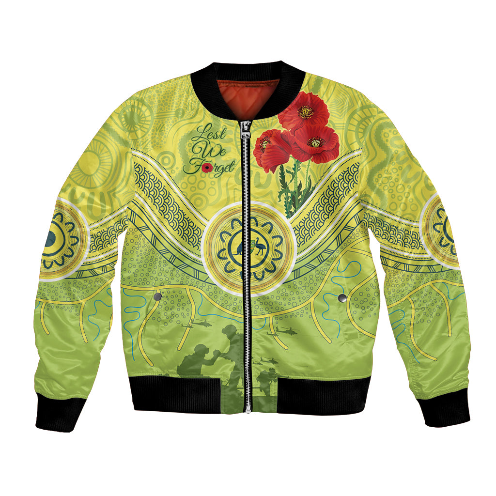 Custom Australia Cricket ANZAC Bomber Jacket The Military Soldiers with Aboriginal Style - Vibe Hoodie Shop