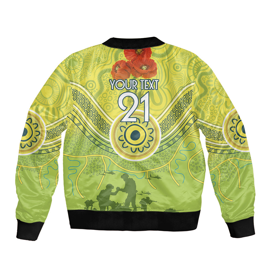 Custom Australia Cricket ANZAC Bomber Jacket The Military Soldiers with Aboriginal Style - Vibe Hoodie Shop