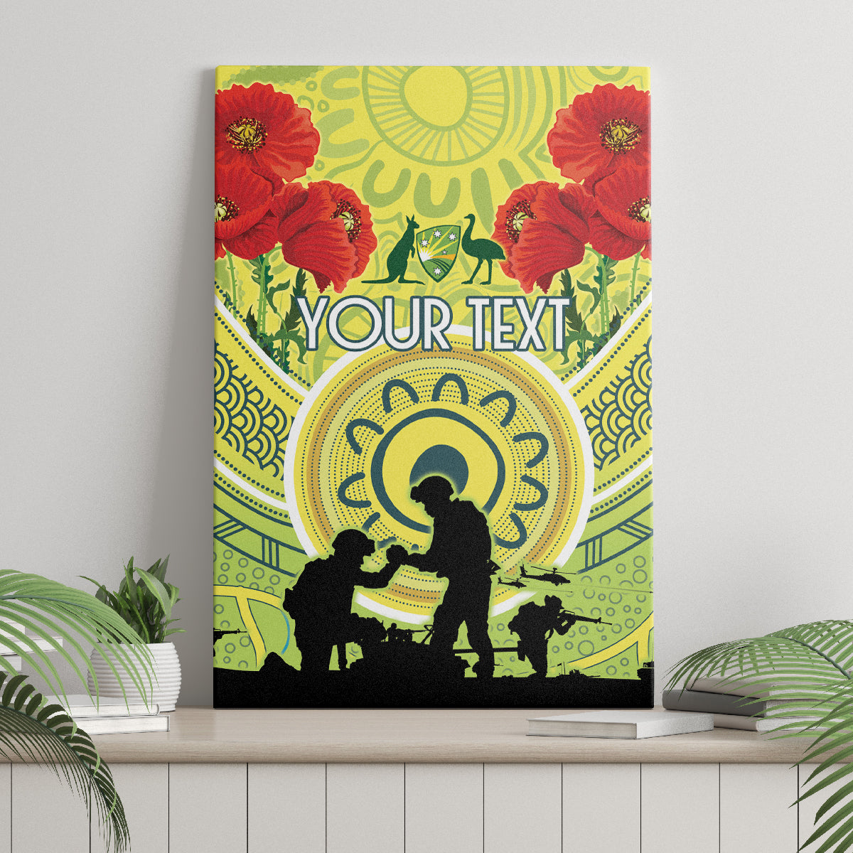 Custom Australia Cricket ANZAC Canvas Wall Art The Military Soldiers with Aboriginal Style
