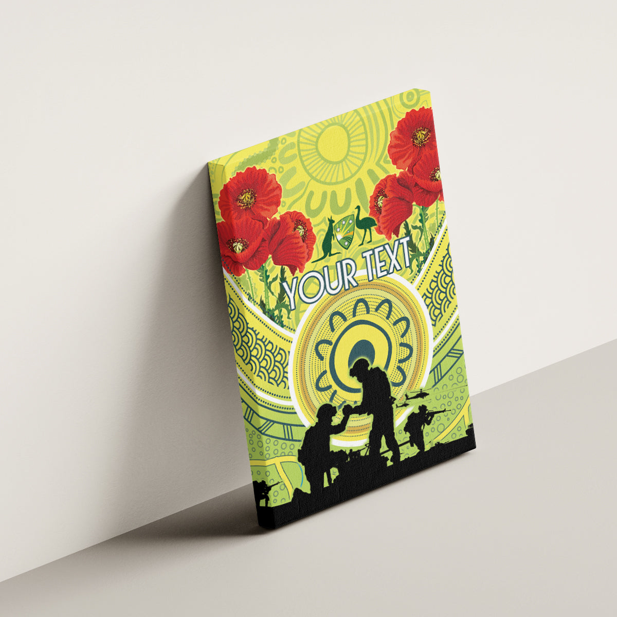 Custom Australia Cricket ANZAC Canvas Wall Art The Military Soldiers with Aboriginal Style