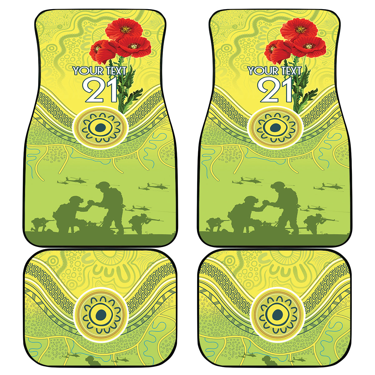 Custom Australia Cricket ANZAC Car Mats The Military Soldiers with Aboriginal Style