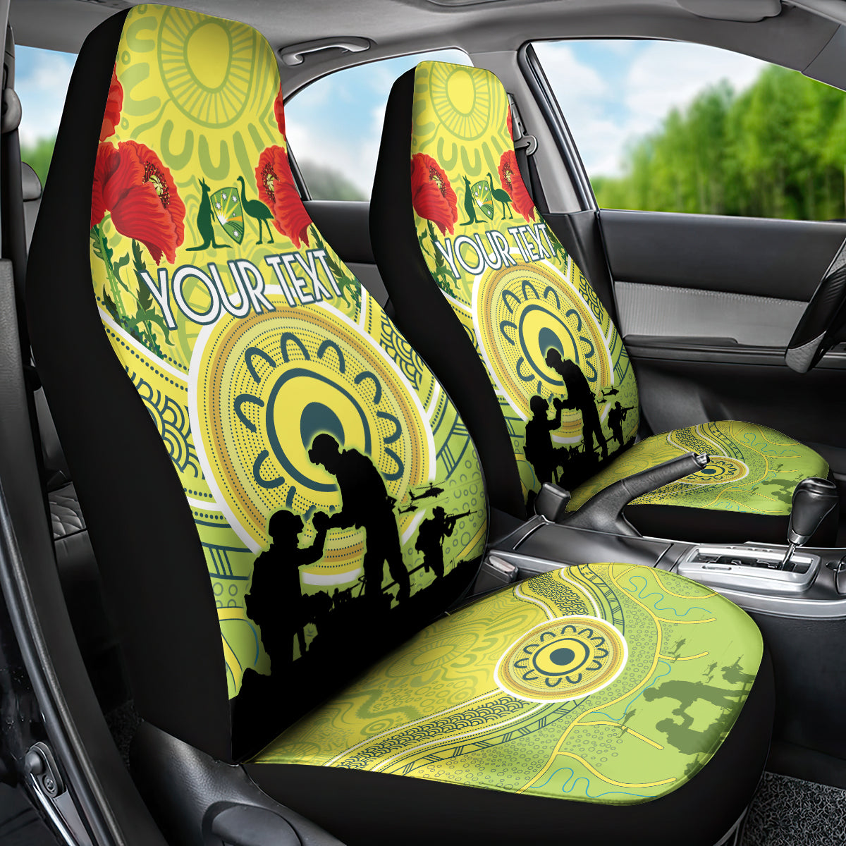Custom Australia Cricket ANZAC Car Seat Cover The Military Soldiers with Aboriginal Style - Vibe Hoodie Shop