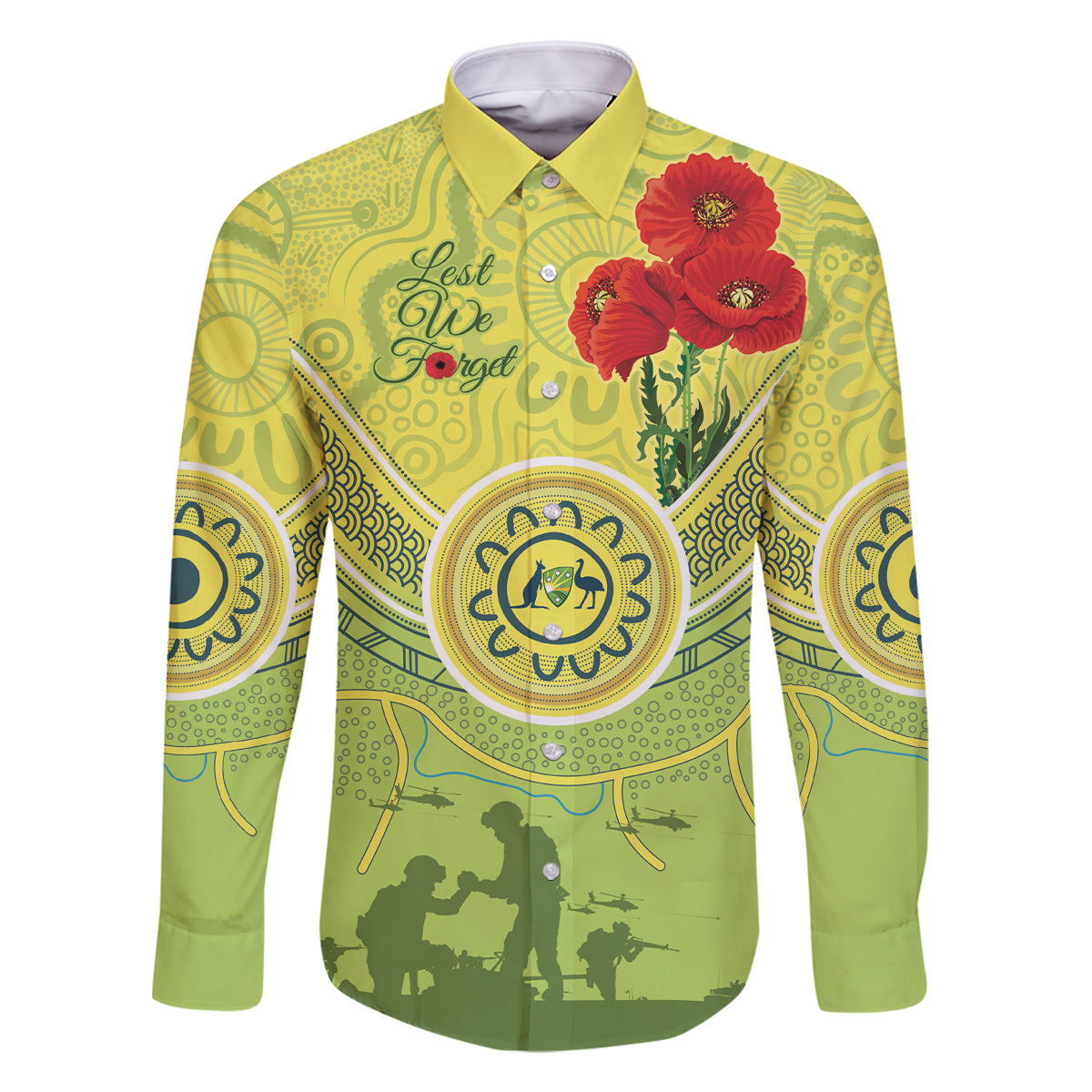 Custom Australia Cricket ANZAC Family Matching Long Sleeve Bodycon Dress and Hawaiian Shirt The Military Soldiers with Aboriginal Style