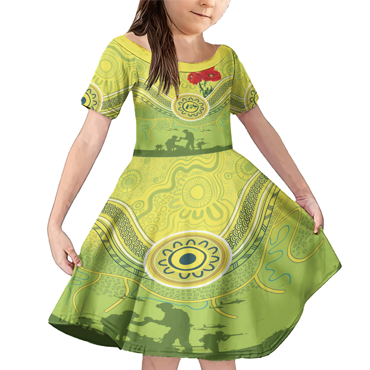 Custom Australia Cricket ANZAC Family Matching Mermaid Dress and Hawaiian Shirt The Military Soldiers with Aboriginal Style