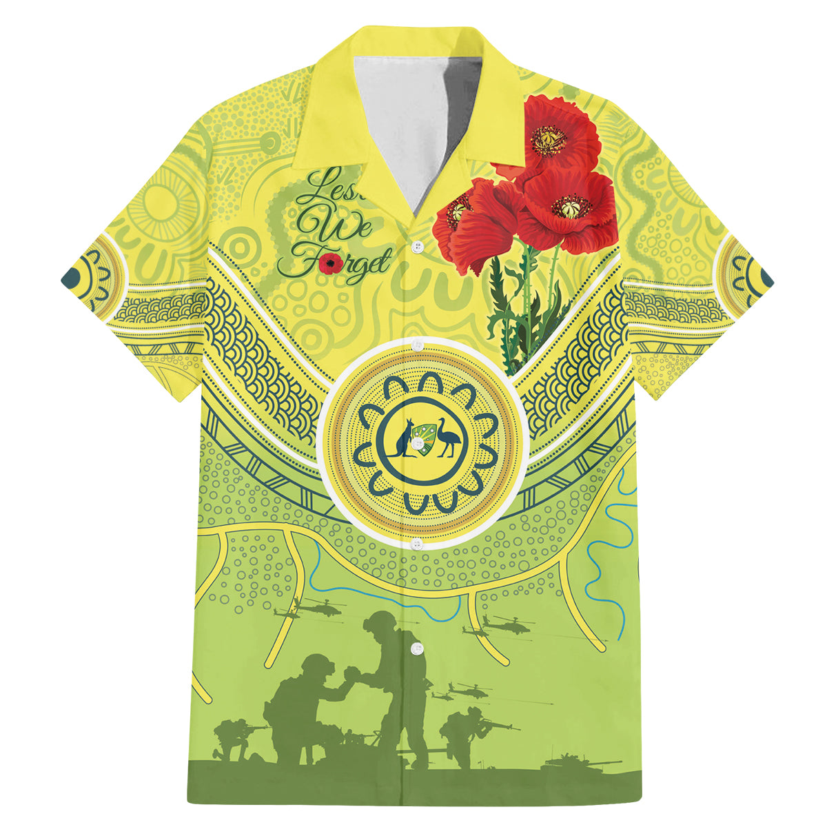 Custom Australia Cricket ANZAC Family Matching Mermaid Dress and Hawaiian Shirt The Military Soldiers with Aboriginal Style