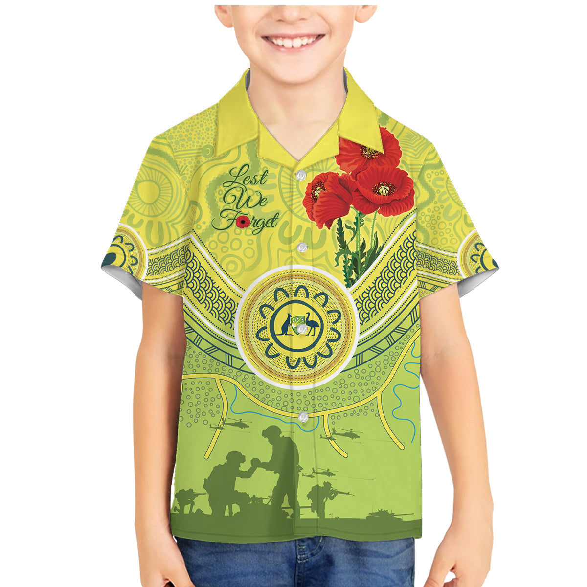 Custom Australia Cricket ANZAC Family Matching Mermaid Dress and Hawaiian Shirt The Military Soldiers with Aboriginal Style