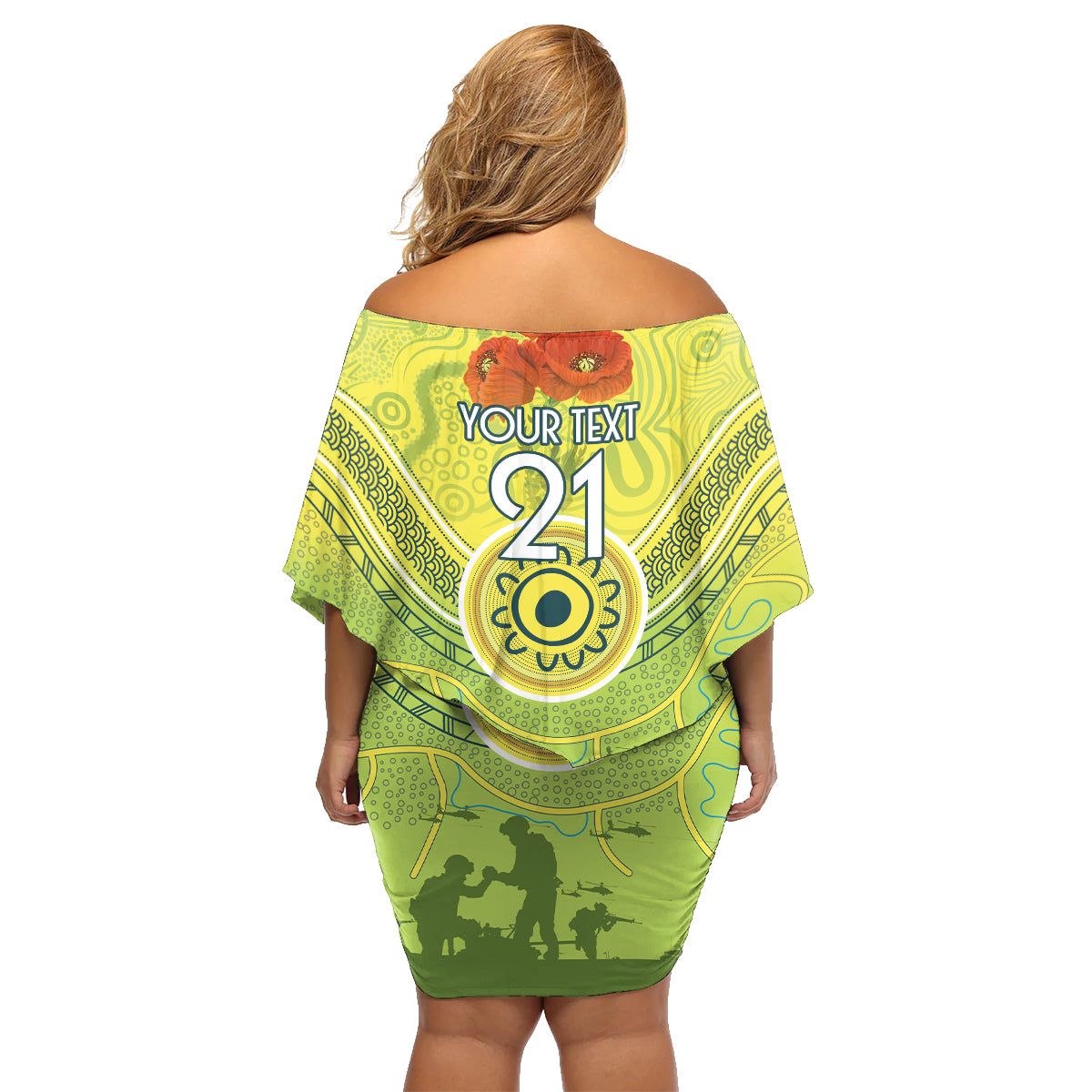 Custom Australia Cricket ANZAC Family Matching Off Shoulder Short Dress and Hawaiian Shirt The Military Soldiers with Aboriginal Style