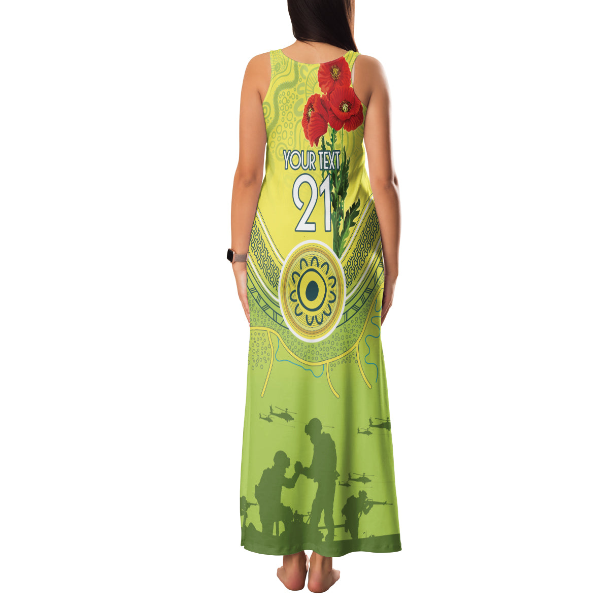 Custom Australia Cricket ANZAC Family Matching Tank Maxi Dress and Hawaiian Shirt The Military Soldiers with Aboriginal Style