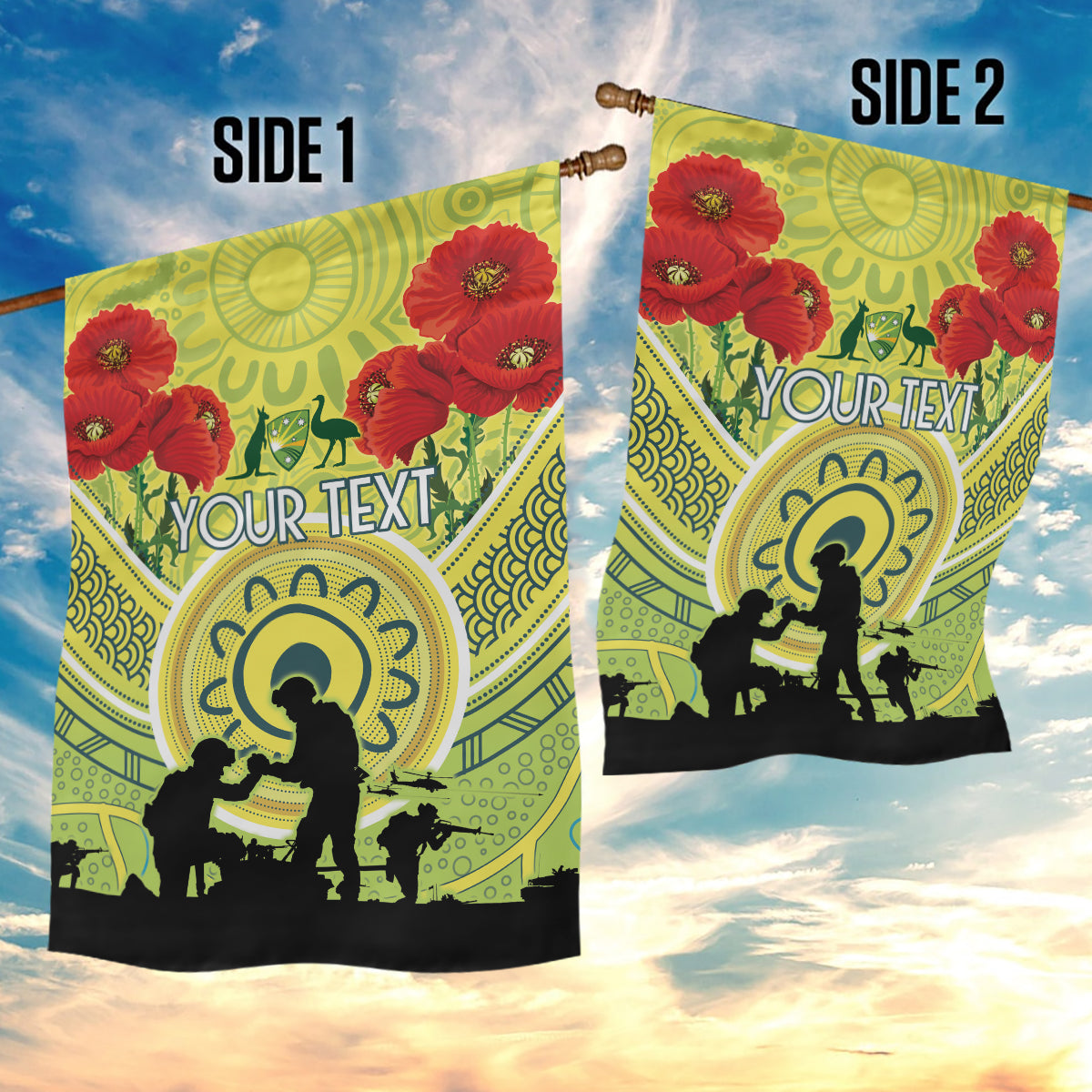 Custom Australia Cricket ANZAC Garden Flag The Military Soldiers with Aboriginal Style - Vibe Hoodie Shop