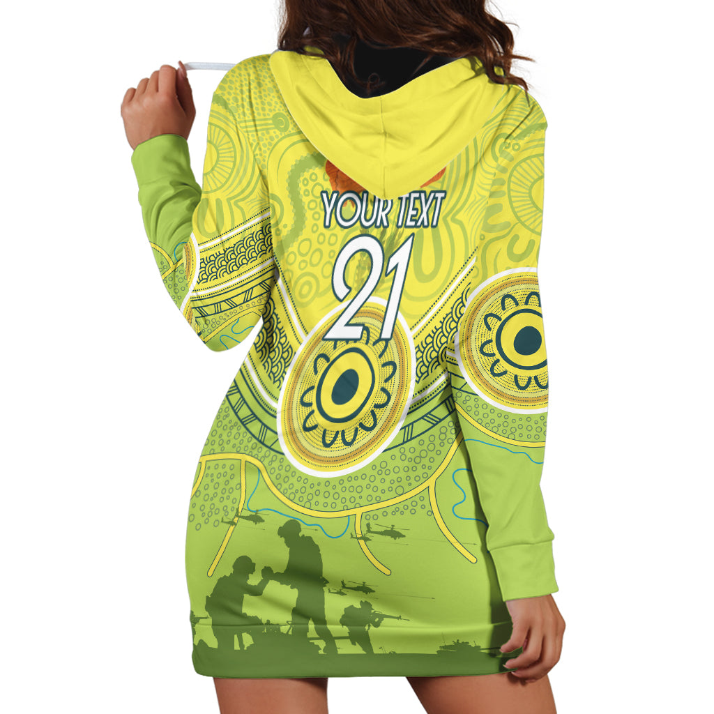 Custom Australia Cricket ANZAC Hoodie Dress The Military Soldiers with Aboriginal Style - Vibe Hoodie Shop