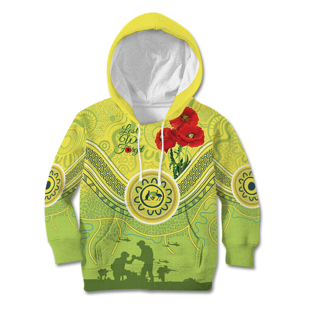 Custom Australia Cricket ANZAC Kid Hoodie The Military Soldiers with Aboriginal Style - Vibe Hoodie Shop