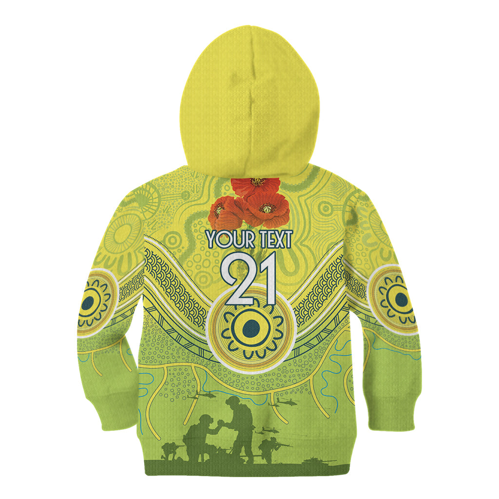 Custom Australia Cricket ANZAC Kid Hoodie The Military Soldiers with Aboriginal Style - Vibe Hoodie Shop