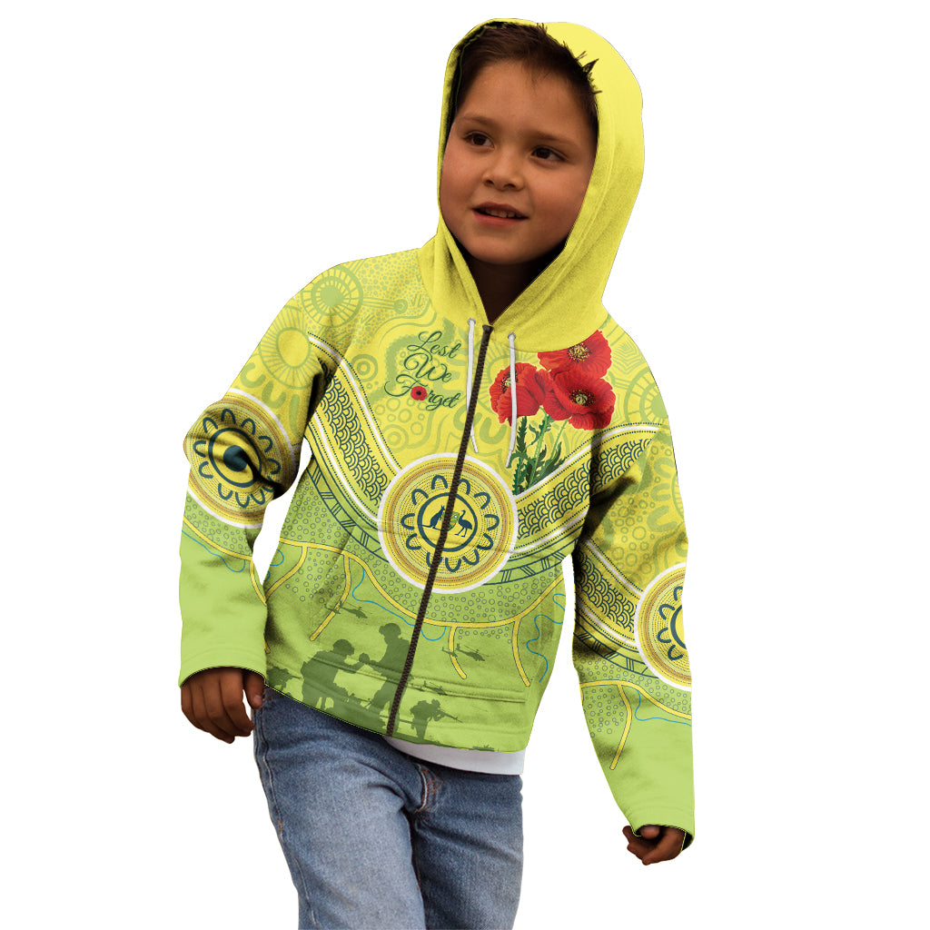 Custom Australia Cricket ANZAC Kid Hoodie The Military Soldiers with Aboriginal Style - Vibe Hoodie Shop