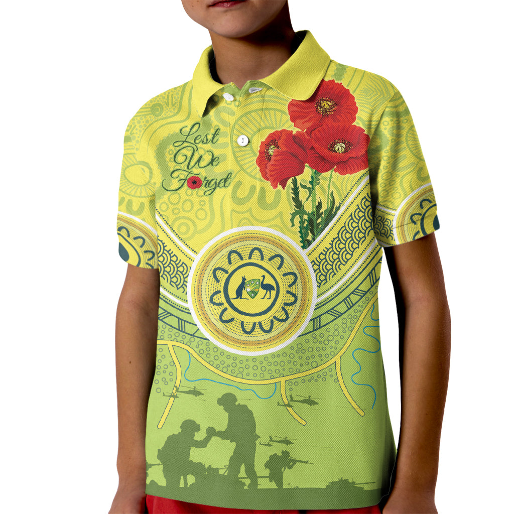 Custom Australia Cricket ANZAC Kid Polo Shirt The Military Soldiers with Aboriginal Style - Vibe Hoodie Shop