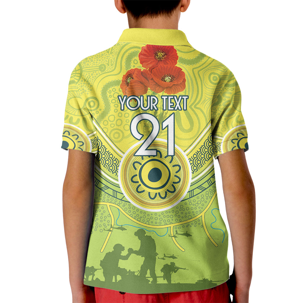 Custom Australia Cricket ANZAC Kid Polo Shirt The Military Soldiers with Aboriginal Style - Vibe Hoodie Shop