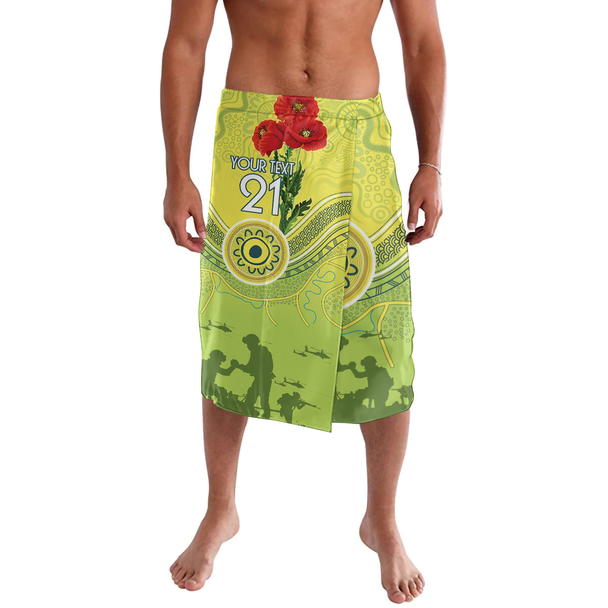 Custom Australia Cricket ANZAC Lavalava The Military Soldiers with Aboriginal Style