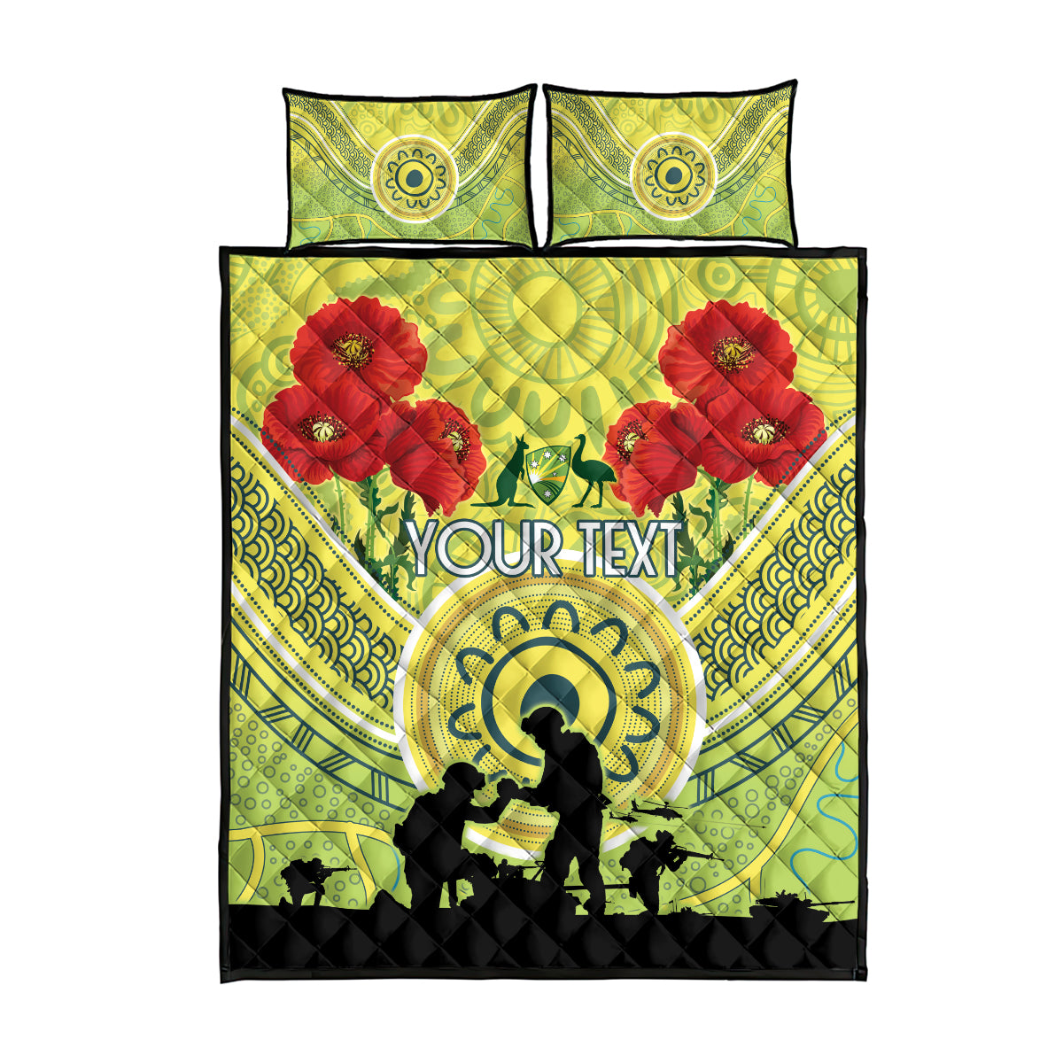 Custom Australia Cricket ANZAC Quilt Bed Set The Military Soldiers with Aboriginal Style - Vibe Hoodie Shop