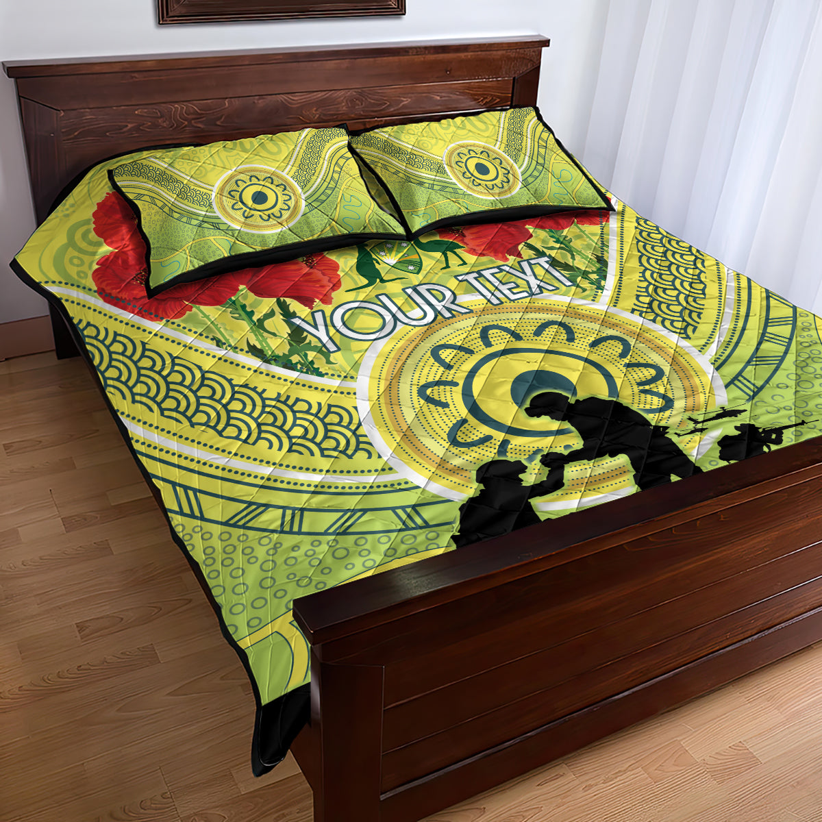 Custom Australia Cricket ANZAC Quilt Bed Set The Military Soldiers with Aboriginal Style - Vibe Hoodie Shop
