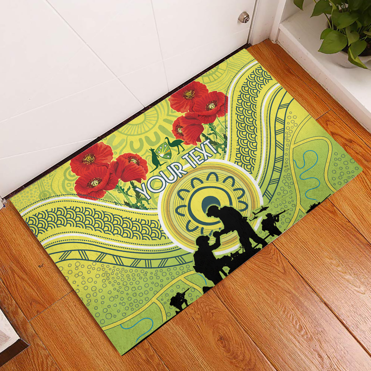 Custom Australia Cricket ANZAC Rubber Doormat The Military Soldiers with Aboriginal Style
