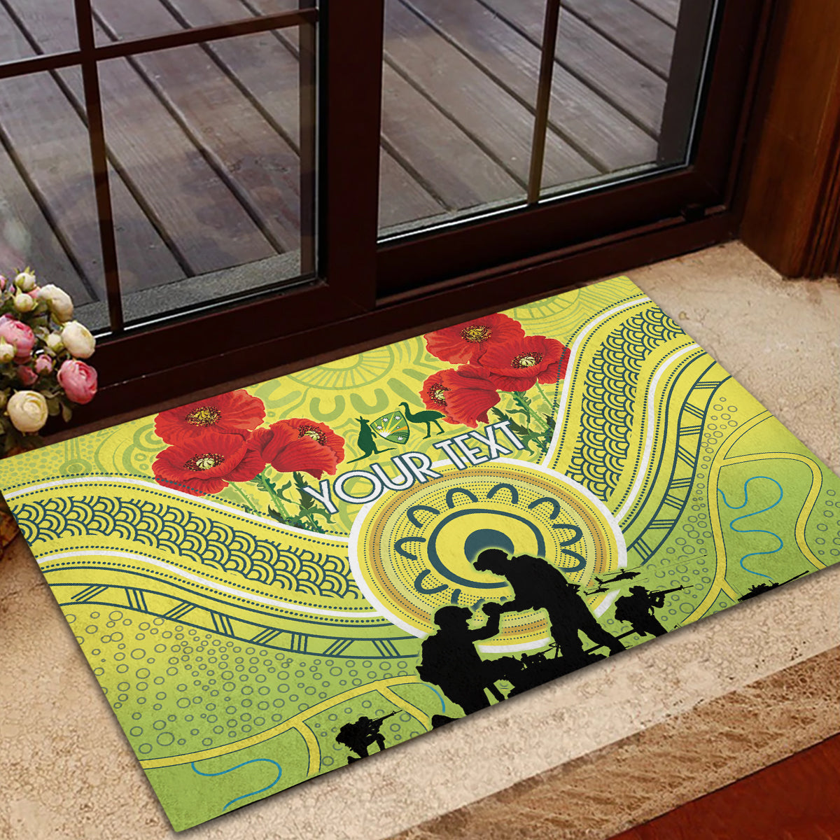 Custom Australia Cricket ANZAC Rubber Doormat The Military Soldiers with Aboriginal Style
