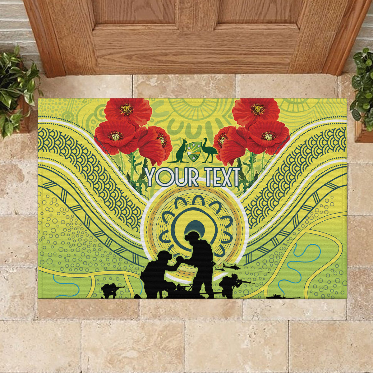 Custom Australia Cricket ANZAC Rubber Doormat The Military Soldiers with Aboriginal Style