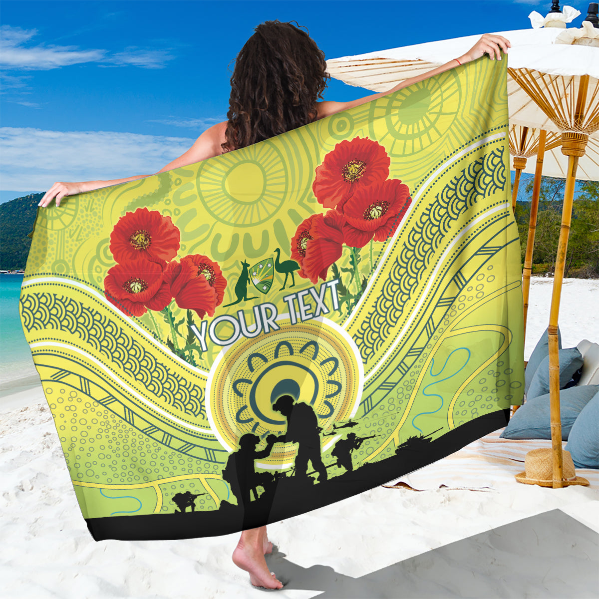 Custom Australia Cricket ANZAC Sarong The Military Soldiers with Aboriginal Style - Vibe Hoodie Shop