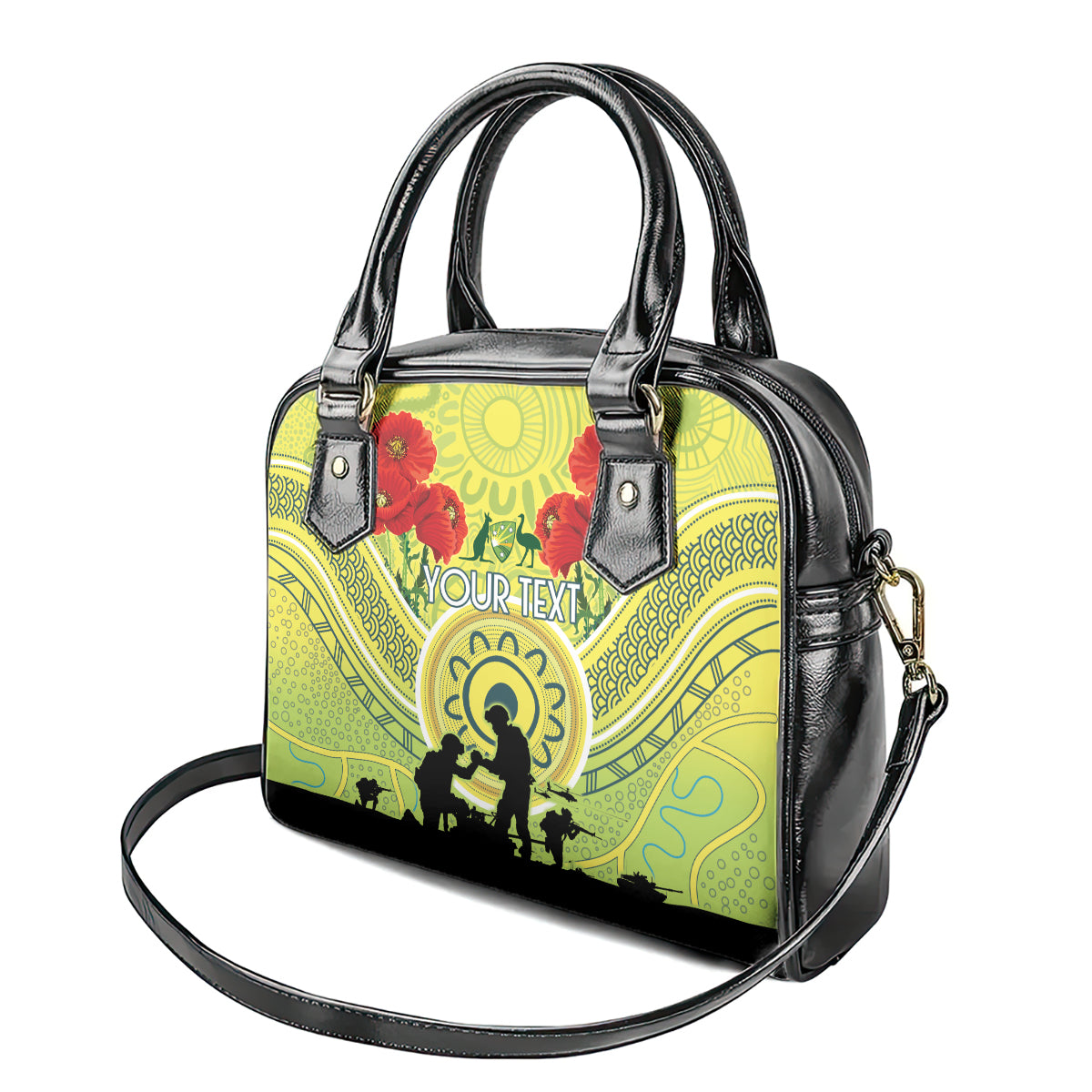 Custom Australia Cricket ANZAC Shoulder Handbag The Military Soldiers with Aboriginal Style - Vibe Hoodie Shop